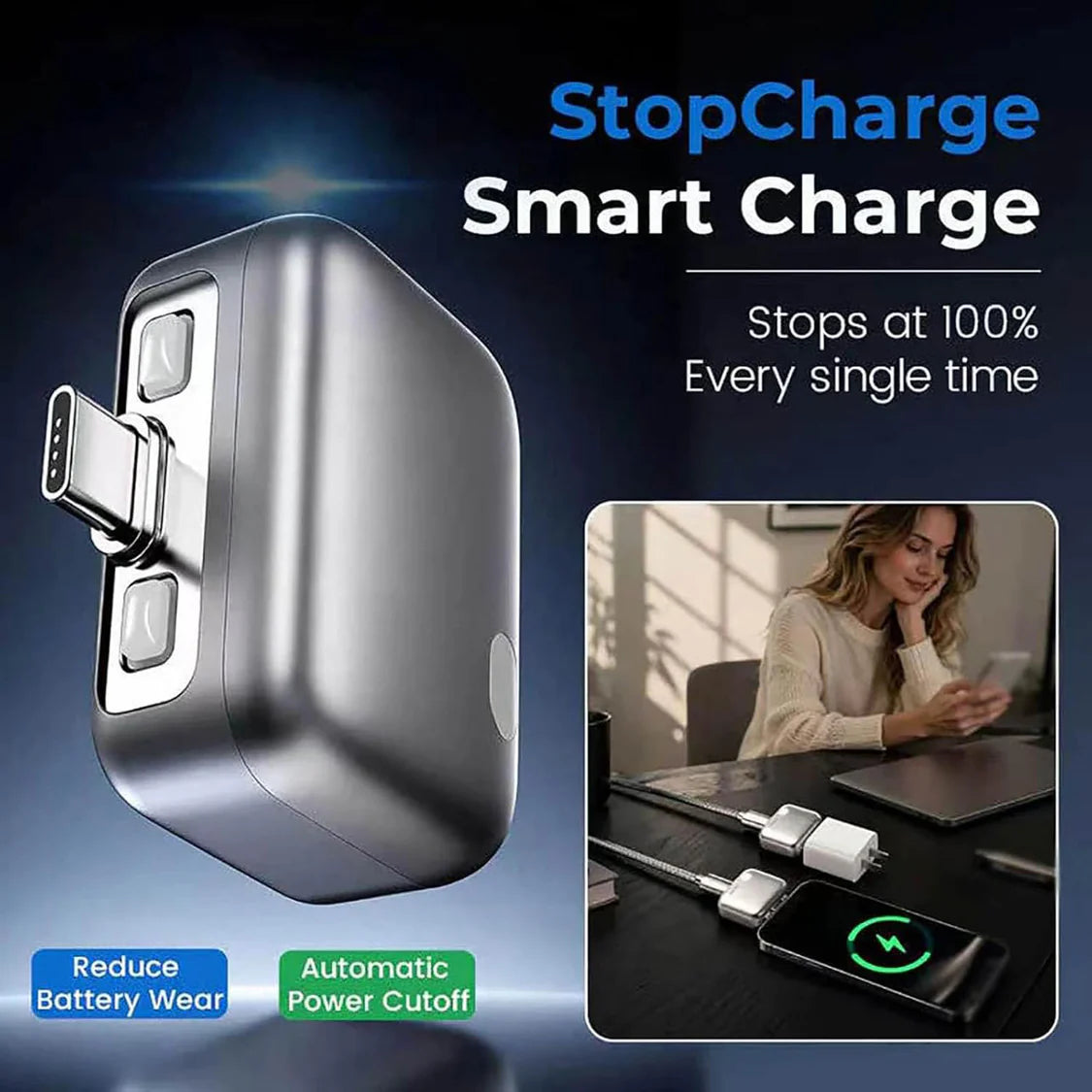 (FREE HOME DELIVERY)140W AI Smart Charging Disconnector | Auto Power Cut-Off USB-C Adapter for Battery Protection & Safe