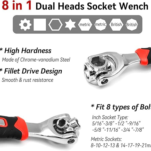 |FREE DELIVERY| 8-in-1 Universal Socket Wrench – 360° Rotating Tool🔧