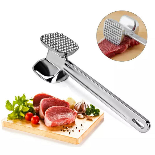 Meat Mallet Tenderizer Steak Hammer Kitchen Tool Aluminum Metal Sliver