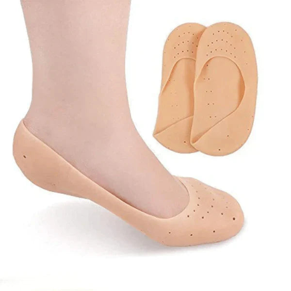 2 Pair ( 4PCS ) Anti Crack Full Length Silicone Foot Protector Moisturizing Socks for Foot-Care and Heel Cracks