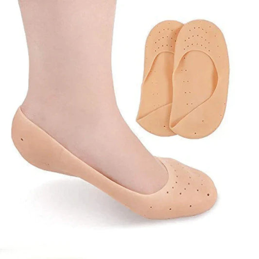 2 Pair ( 4PCS ) Anti Crack Full Length Silicone Foot Protector Moisturizing Socks for Foot-Care and Heel Cracks