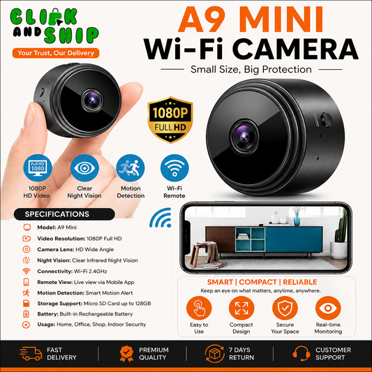 A9 Mini WiFi Camera – 1080P HD | Night Vision | Motion Detection| Free Delivery