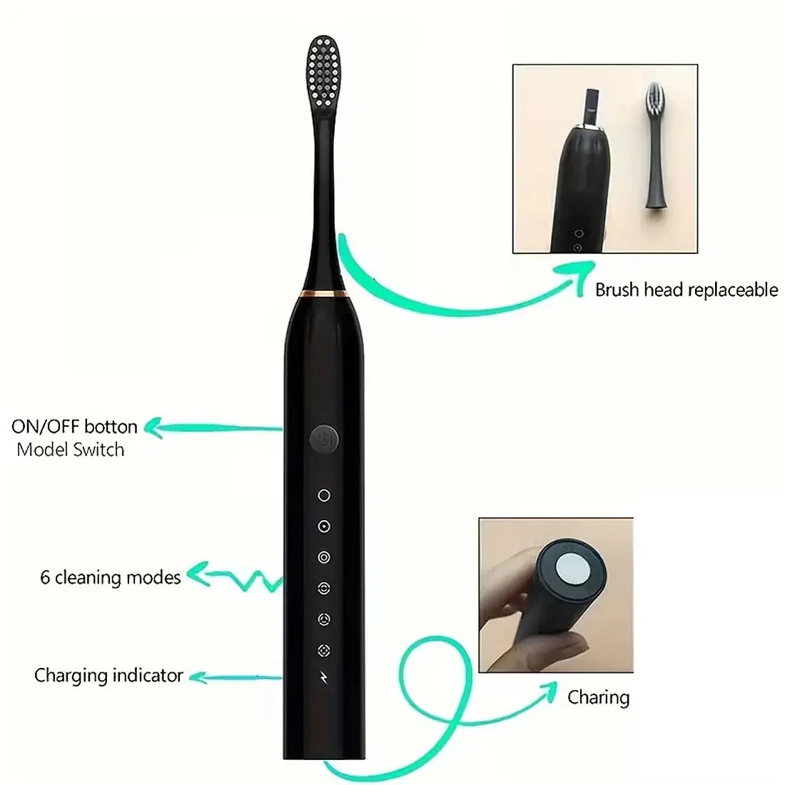 |FREE HOME DELIVERY| X3 Sonic Electric Toothbrush with 6 Modes Deep Cleaning Whitening